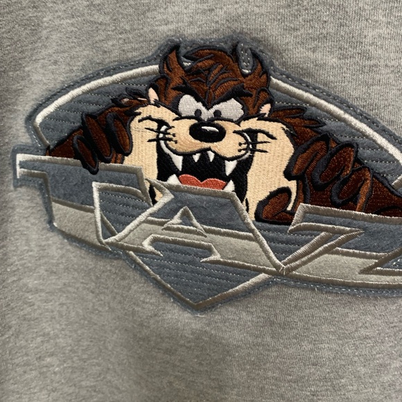 Vintage Taz Sweatshirt Y2K 2000 Warner Bros. Heather Grey Pullover - Large - Picture 2 of 8